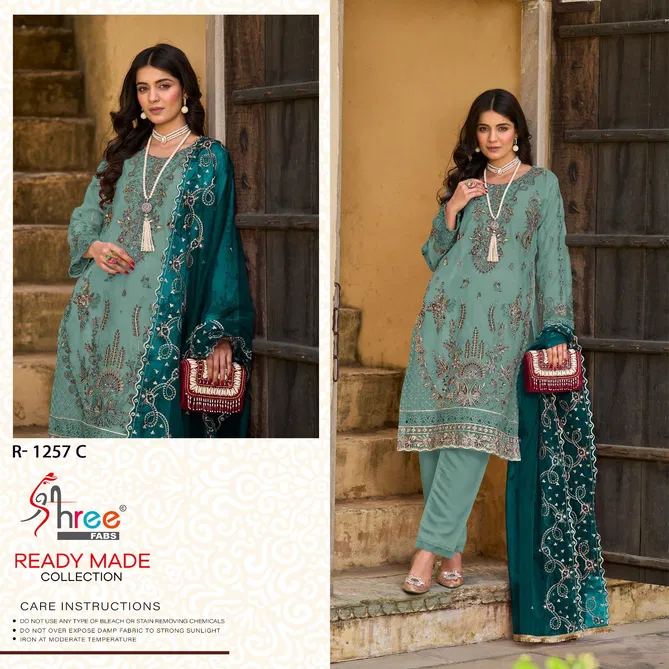 R 1257 By Shree Fabs Organza Readymade Suits Wholesale Online